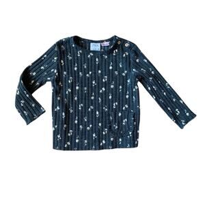 [Zara Baby] Girls Charcoal Floral Ribbed Long Sleeve Shirt with Pocket